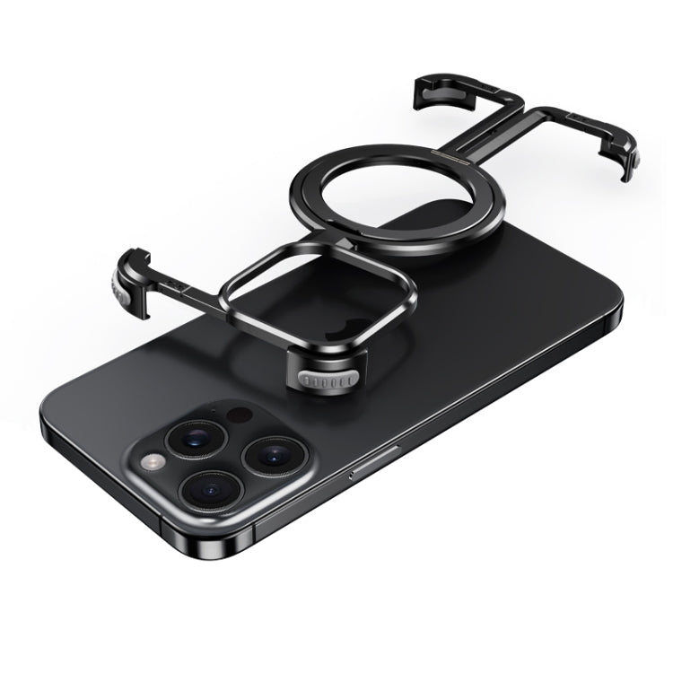 For iPhone 15 Pro MagSafe Magnetic Frameless Holder Phone Case(Black) - iPhone 15 Pro Cases by buy2fix | Online Shopping UK | buy2fix