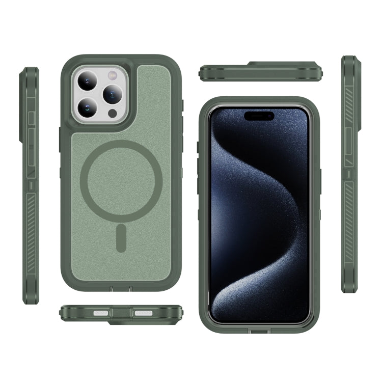 For iPhone 15 Plus / 14 Plus Guard Magsafe Magnetic Ring Matte Phone Case(Green) - iPhone 15 Plus Cases by buy2fix | Online Shopping UK | buy2fix