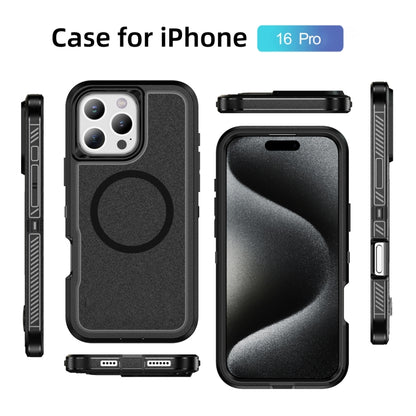 For iPhone 16 Pro Guard Magsafe Magnetic Ring Matte Phone Case(Black) - iPhone 16 Pro Cases by buy2fix | Online Shopping UK | buy2fix