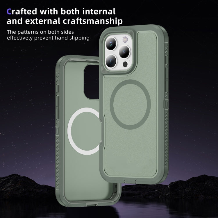 For iPhone 16 Pro Guard Magsafe Magnetic Ring Matte Phone Case(Green) - iPhone 16 Pro Cases by buy2fix | Online Shopping UK | buy2fix