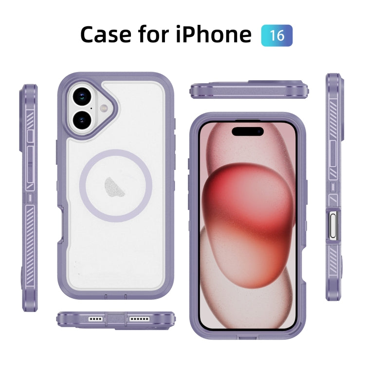 For iPhone 16 Guard Magsafe Magnetic Ring Matte Phone Case(Light Purple) - iPhone 16 Cases by buy2fix | Online Shopping UK | buy2fix