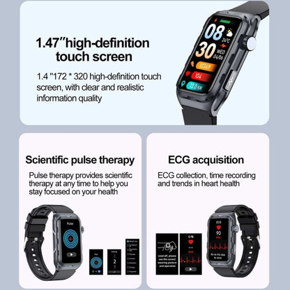 TK79 1.47 inch IP68 Waterproof Smart Watch, Support ECG / Blood Glucose / Blood Oxygen Monitoring / Uric Acid(Beige) - Smart Wristbands by buy2fix | Online Shopping UK | buy2fix