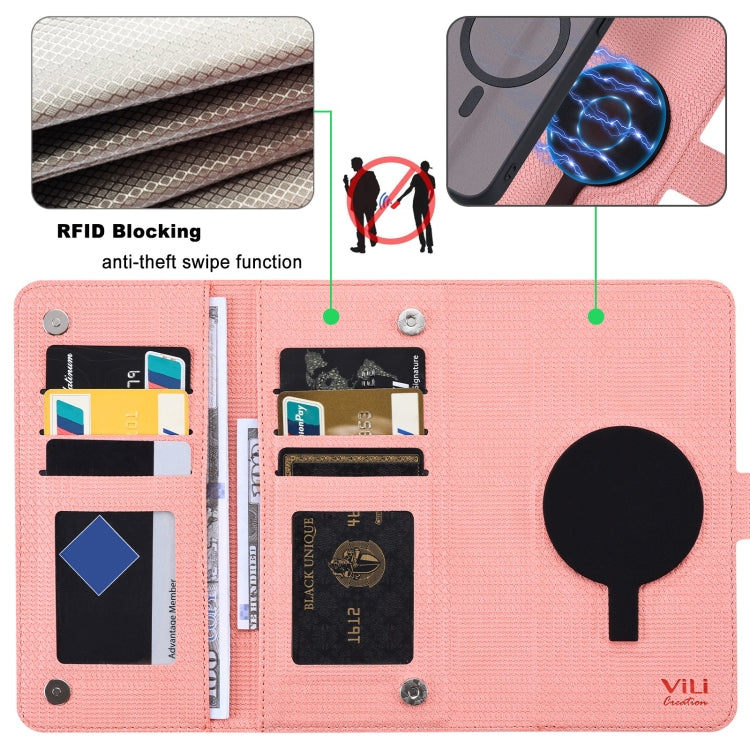 For iPhone 13 Pro Max ViLi GHA Series Shockproof MagSafe RFID Leather Attraction Horizontal Flip Phone Case(Pink) - iPhone 13 Pro Max Cases by ViLi | Online Shopping UK | buy2fix