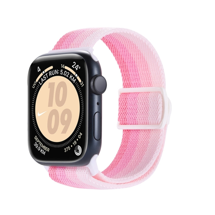 For Apple Watch Ultra 49mm Carbon Fiber Texture Snap Buckle Nylon Watch Band(Gradient Pink) - Watch Bands by buy2fix | Online Shopping UK | buy2fix