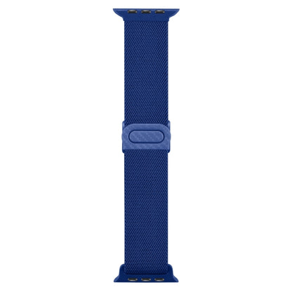 For Apple Watch Ultra 49mm Carbon Fiber Texture Snap Buckle Nylon Watch Band(Blue) - Watch Bands by buy2fix | Online Shopping UK | buy2fix