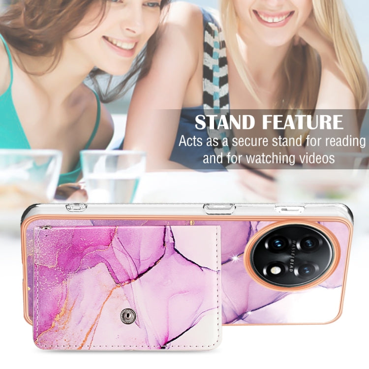 For OnePlus 11 Marble Pattern IMD Card Slot Phone Case(Pink Purple Gold) - OnePlus Cases by buy2fix | Online Shopping UK | buy2fix