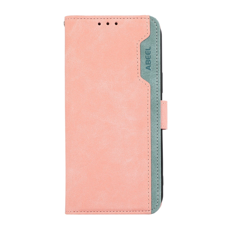 For Samsung Galaxy S23 5G ABEEL Color Block Magnetic RFID Leather Phone Case(Pink-Cyan) - Galaxy S23 5G Cases by buy2fix | Online Shopping UK | buy2fix