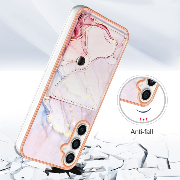 For Samsung Galaxy S23 FE 5G Marble Pattern IMD Card Slot Phone Case(Rose Gold) - Galaxy S23 FE 5G Cases by buy2fix | Online Shopping UK | buy2fix