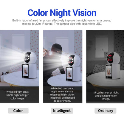 ESCAM QF104 One Click Video Call 3MP Indoor Humanoid Detection Audible Alarm Color Night Version Smart WiFi Camera, EU Plug - Wireless Camera by ESCAM | Online Shopping UK | buy2fix