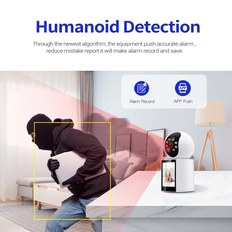 ESCAM QF104 One Click Video Call 3MP Indoor Humanoid Detection Audible Alarm Color Night Version Smart WiFi Camera, EU Plug - Wireless Camera by ESCAM | Online Shopping UK | buy2fix