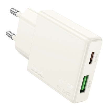 hoco N45 Biscuit PD30W Type-C + QC3.0 USB Charger, EU Plug(White) - USB Charger by hoco | Online Shopping UK | buy2fix