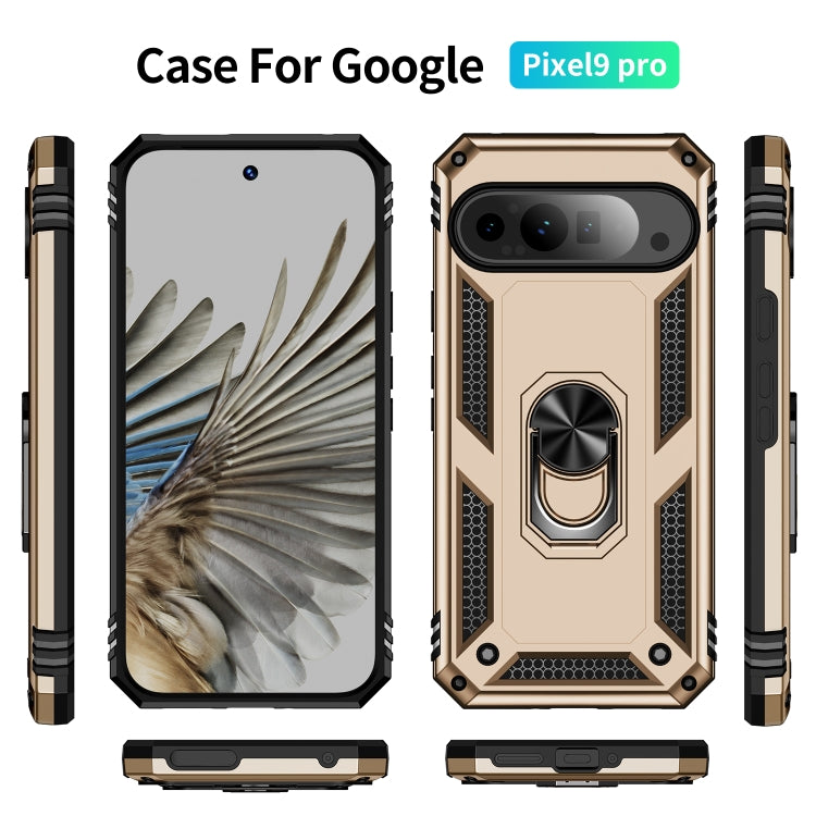 For Google Pixel 9 Pro Shockproof TPU + PC Phone Case with Holder(Gold) - Google Cases by buy2fix | Online Shopping UK | buy2fix