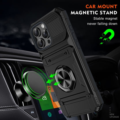 For iPhone 16 Plus TPU+PC Shockproof Card Phone Case with Metal Ring Holder(Black) - iPhone 16 Plus Cases by buy2fix | Online Shopping UK | buy2fix