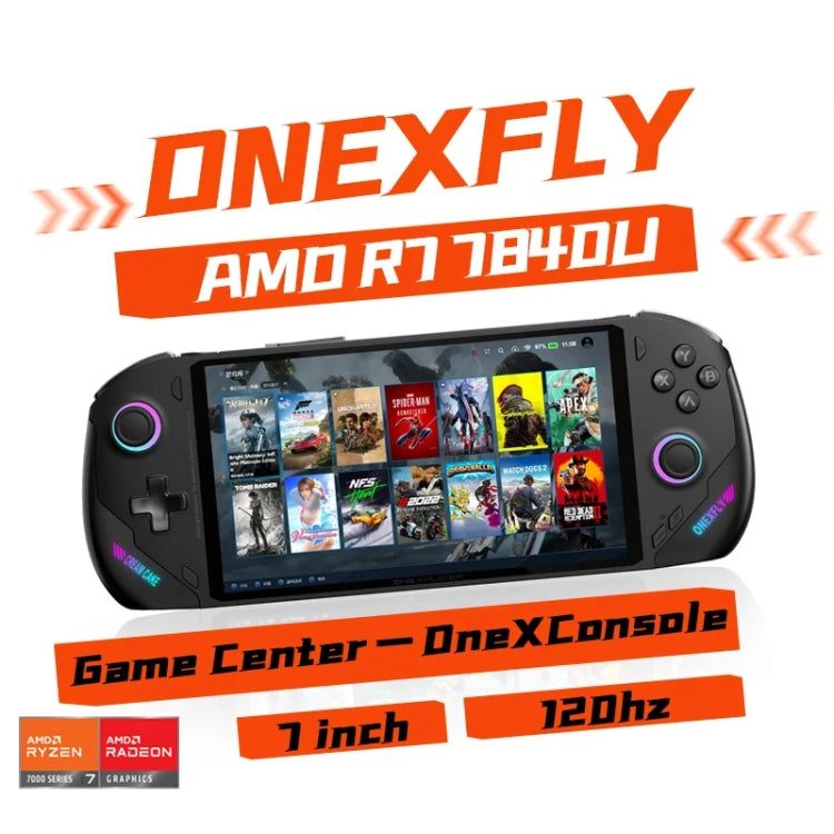 ONE-NETBOOK ONE XFLY 7 inch Handheld PC Game Console, 64GB+4TB, Windows 11 AMD Ryzen 7 7840U(Black) - Pocket Console by ONE-NETBOOK | Online Shopping UK | buy2fix