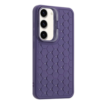 For Samsung Galaxy S23 5G Honeycomb Radiating Lens Holder TPU Phone Case(Purple) - Galaxy S23 5G Cases by buy2fix | Online Shopping UK | buy2fix