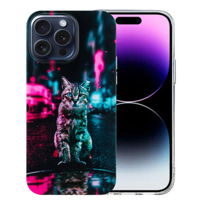 For iPhone 16 Pro Colorful Painting Pattern TPU Phone Case(Traffic Light Cat) - iPhone 16 Pro Cases by buy2fix | Online Shopping UK | buy2fix