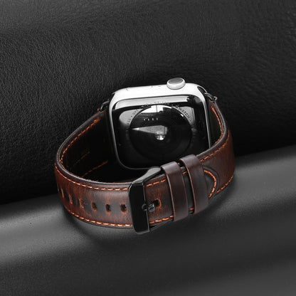 For Apple Watch Ultra 49mm DUX DUCIS Business Genuine Leather Watch Strap(Coffee) - Watch Bands by DUX DUCIS | Online Shopping UK | buy2fix