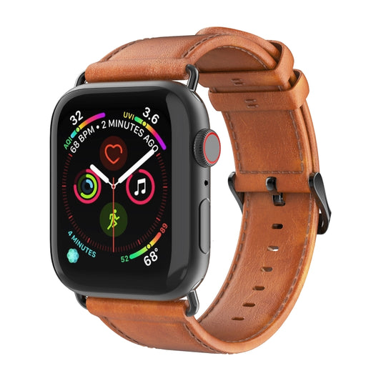 For Apple Watch Ultra 49mm DUX DUCIS Business Genuine Leather Watch Strap(Khaki) - Watch Bands by DUX DUCIS | Online Shopping UK | buy2fix