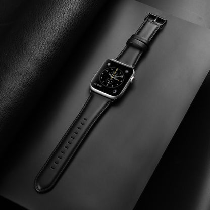 For Apple Watch Series 8 41mm DUX DUCIS Business Genuine Leather Watch Strap(Black) - Watch Bands by DUX DUCIS | Online Shopping UK | buy2fix