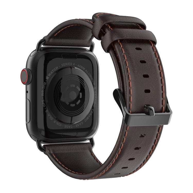 For Apple Watch Series 7 41mm DUX DUCIS Business Genuine Leather Watch Strap(Coffee) - Watch Bands by DUX DUCIS | Online Shopping UK | buy2fix