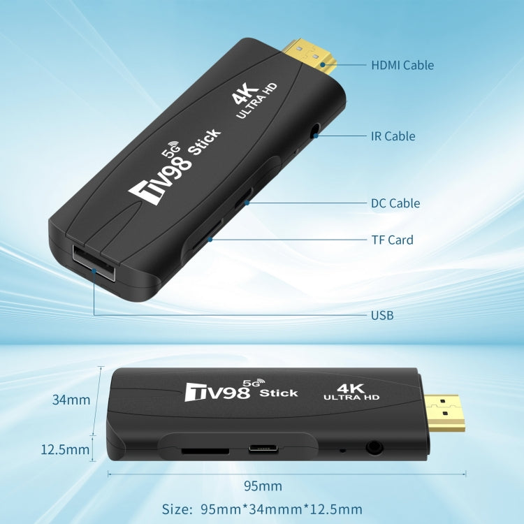TV98 Rockchip 3228A Quad Core 4K HD Bluetooth Android TV Stick, RAM:4GB+32GB(AU Plug) - Android TV Sticks by buy2fix | Online Shopping UK | buy2fix