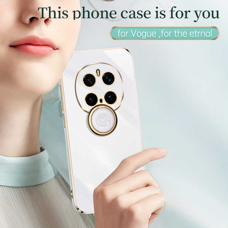 For Honor Magic7 Pro XINLI Straight 6D Plating Gold Edge TPU Shockproof Case with Ring Holder(Mint Green) - Honor Cases by XINLI | Online Shopping UK | buy2fix