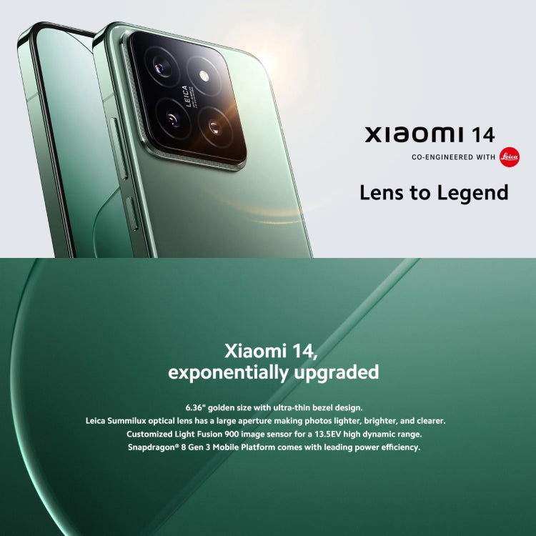 Xiaomi 14 5G Global, 12GB+512GB, 6.36 inch Xiaomi HyperOS Snapdragon 8 Gen 3 Octa Core 3.3GHz, Network: 5G(Green) - Xiaomi Redmi by Xiaomi | Online Shopping UK | buy2fix