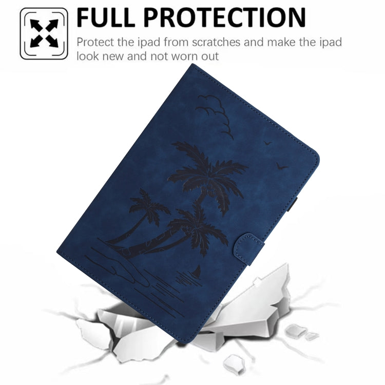 For Samsung Galaxy Tab A 10.1 T580/T585 Coconut Tree Embossed Smart Leather Tablet Case(Blue) - Tab A 10.1 by buy2fix | Online Shopping UK | buy2fix