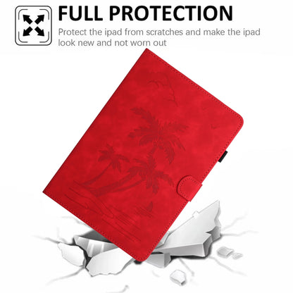 For Samsung Galaxy Tab S7 T870/T875 Coconut Tree Embossed Smart Leather Tablet Case(Red) - Galaxy Tab S7 by buy2fix | Online Shopping UK | buy2fix