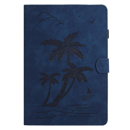 For Samsung Galaxy Tab S9 X710/X716B/X718U Coconut Tree Embossed Smart Leather Tablet Case(Blue) - Galaxy Tab S9 Cases by buy2fix | Online Shopping UK | buy2fix