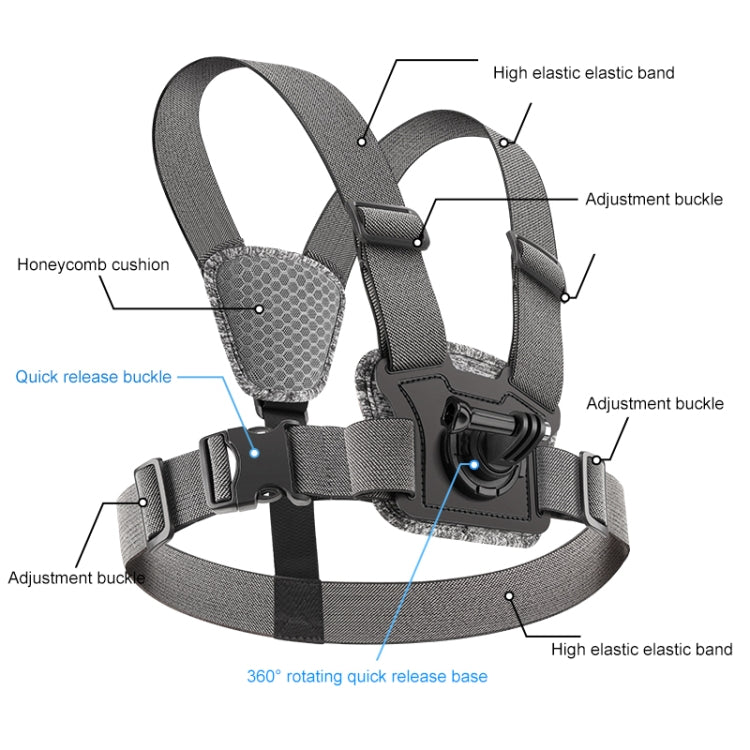 6 in 1 Phone Clamp Adjustable Body Mount Belt Chest Strap with Mount & Screw(Grey) - Chest Belt by RUIGPRO | Online Shopping UK | buy2fix