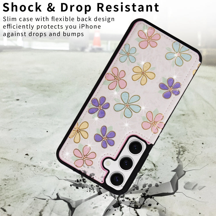 For Samsung Galaxy S24 5G Printed Double Buckle RFID Anti-theft Phone Case(Blossoming Flowers) - Galaxy S24 5G Cases by buy2fix | Online Shopping UK | buy2fix