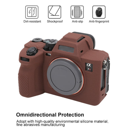 For Sony ILCE7RM5 / A7R5 Litchi Texture Soft Silicone Protective Case(Coffee) - Protective Case by buy2fix | Online Shopping UK | buy2fix