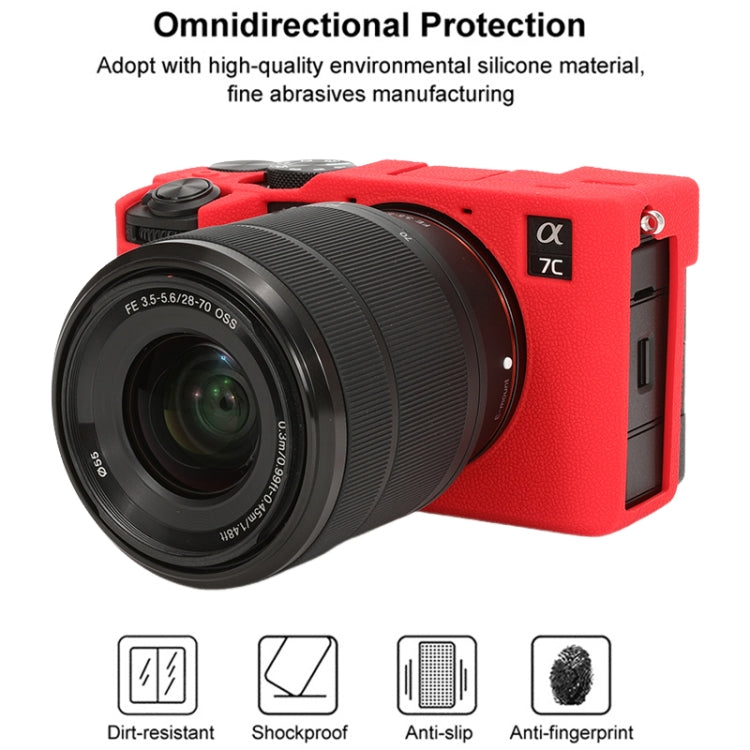 For Sony ILCE-7CM2 / A7C II / A7CR Litchi Texture Soft Silicone Protective Case(Red) - Protective Case by buy2fix | Online Shopping UK | buy2fix