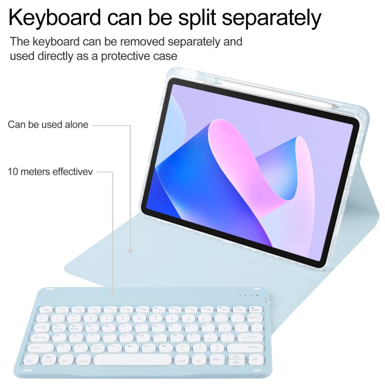 For Huawei MatePad 11 2023 / 2021 Round Button Bluetooth Keyboard Rotatable Holder Leather Case(Sky Blue) - Huawei Keyboard by buy2fix | Online Shopping UK | buy2fix