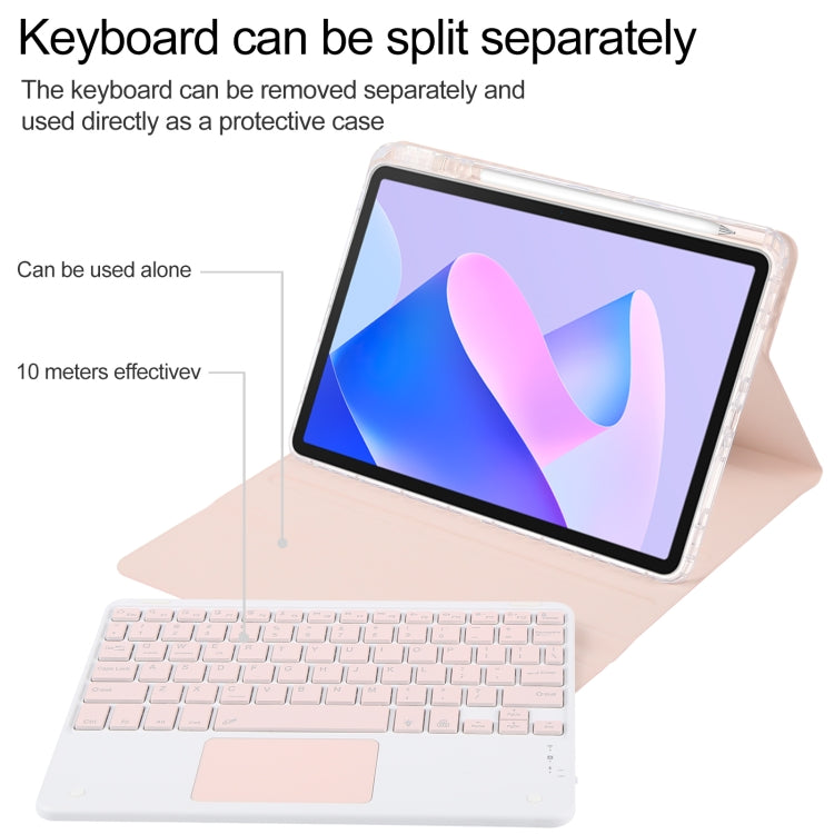 For Huawei MatePad 11 2023 / 2021 Square Button Bluetooth Keyboard Rotatable Holder Leather Case with Touchpad(Rose Gold) - Huawei Keyboard by buy2fix | Online Shopping UK | buy2fix