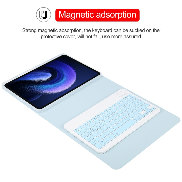 For Xiaomi Pad 6 Square Button Bluetooth Keyboard Rotatable Holder Leather Case(Sky Blue) - Others Keyboard by buy2fix | Online Shopping UK | buy2fix