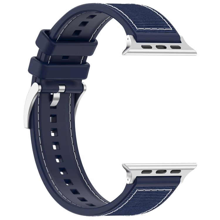 For Apple Watch Ultra 2 49mm Official Buckle Hybrid Nylon Braid Silicone Watch Band(Midnight Blue) - Watch Bands by buy2fix | Online Shopping UK | buy2fix