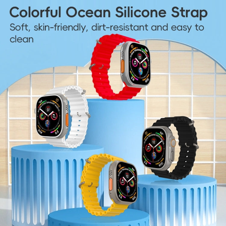 For Apple Watch Series 7 45mm ZGA Ocean Silicone Watch Band(Red) - Watch Bands by ZGA | Online Shopping UK | buy2fix