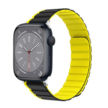 For Apple Watch Series 8 45mm ZGA Two Color Magnetic Silicone Watch Band(Grey+Yellow) - Watch Bands by ZGA | Online Shopping UK | buy2fix