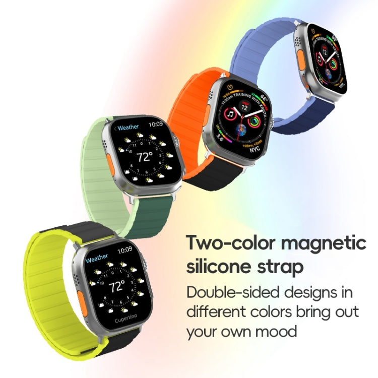 For Apple Watch SE 2023 44mm ZGA Two Color Magnetic Silicone Watch Band(Dark Blue+Light Blue) - Watch Bands by ZGA | Online Shopping UK | buy2fix