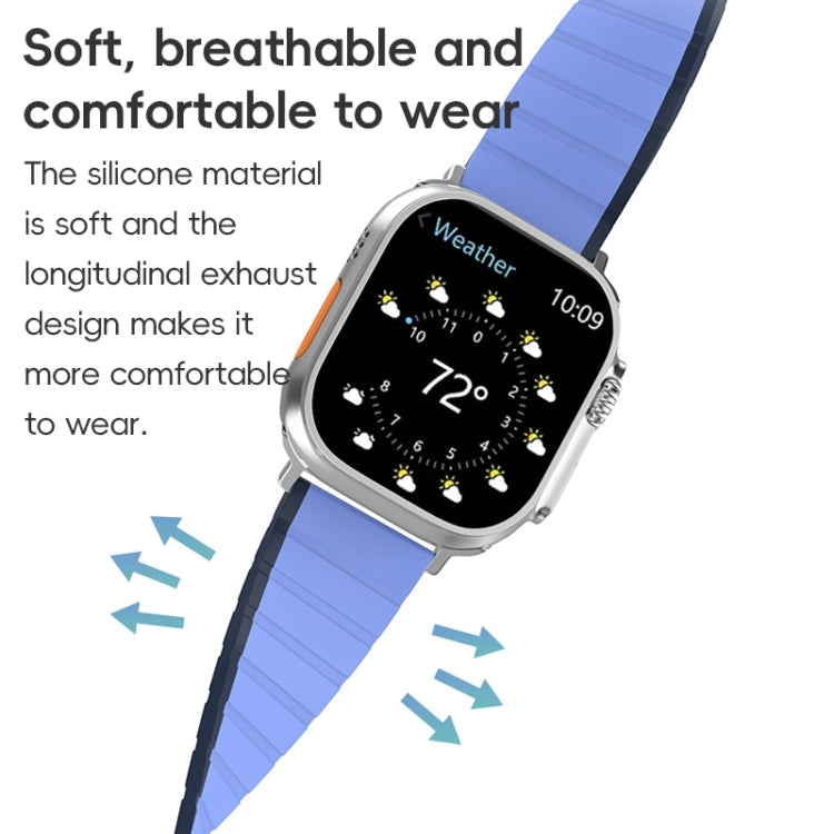 For Apple Watch Series 9 45mm ZGA Two Color Magnetic Silicone Watch Band(Dark Blue+Light Blue) - Watch Bands by ZGA | Online Shopping UK | buy2fix