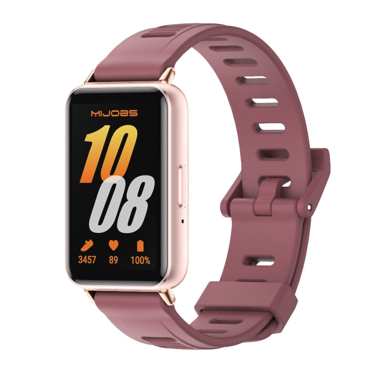 For Samsung Galaxy Fit 3 Mijobs Flat Hole Silicone Watch Band(Wine Red+Rose Gold) - Watch Bands by MIJOBS | Online Shopping UK | buy2fix