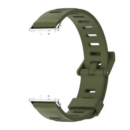 For Samsung Galaxy Fit 3 Mijobs Flat Hole Silicone Watch Band(Army Green+Silver) - Watch Bands by MIJOBS | Online Shopping UK | buy2fix