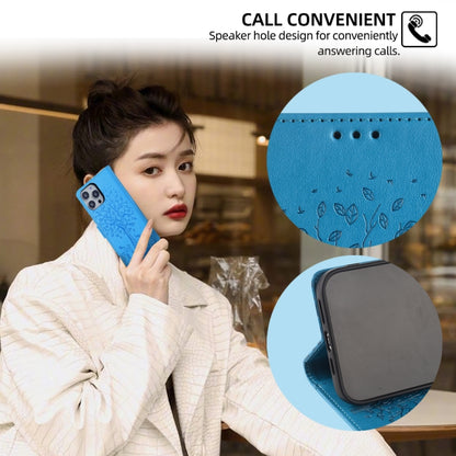 For Realme C53 4G / Narzo N53 4G Tree & Deer Embossed Leather Phone Case(Blue) - Realme Cases by buy2fix | Online Shopping UK | buy2fix