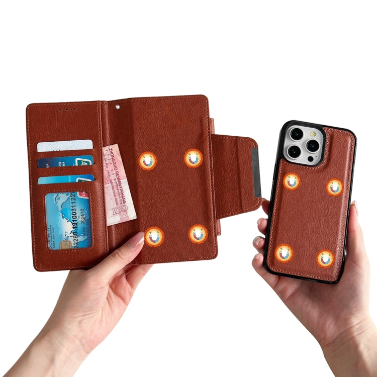 For iPhone 16 Pro Multifunctional Seven Cards Wallet Leather Phone Case(Brown) - iPhone 16 Pro Cases by buy2fix | Online Shopping UK | buy2fix