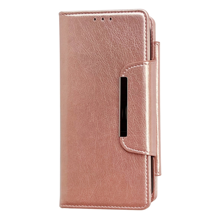 For iPhone 16 Multifunctional Seven Cards Wallet Leather Phone Case(Rose Gold) - iPhone 16 Cases by buy2fix | Online Shopping UK | buy2fix