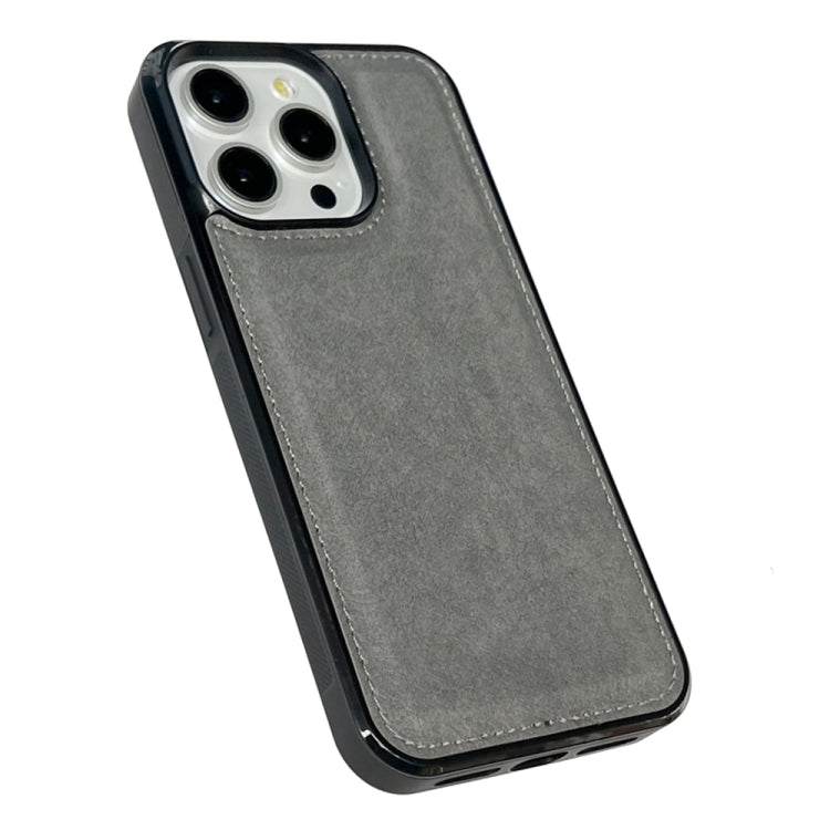 For iPhone 16 Pro Max Cowhide Texture Back Cover Phone Case(Grey) - iPhone 16 Pro Max Cases by buy2fix | Online Shopping UK | buy2fix