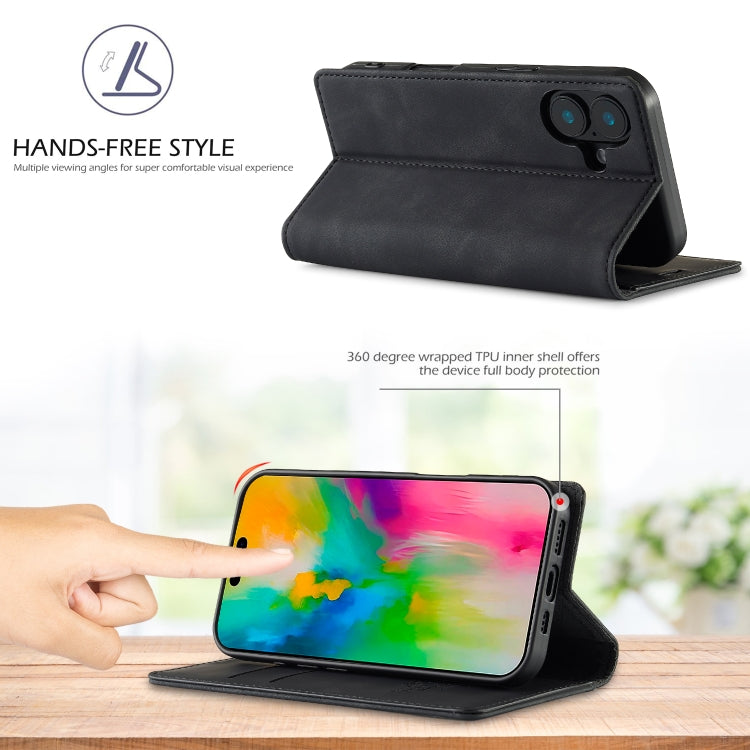 For iPhone 16 LC.IMEEKE Strong Magnetism Microfiber Leather Phone Case(Black) - iPhone 16 Cases by LC.IMEEKE | Online Shopping UK | buy2fix