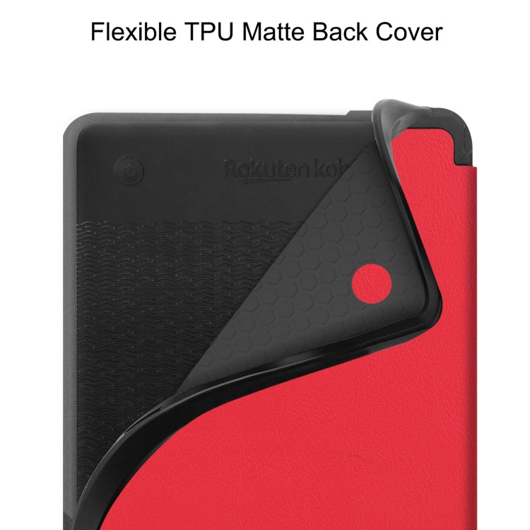 For KOBO Clara Colour 2024 / BW Solid Color Voltage Caster TPU Leather Smart Tablet Case(Red) - Others by buy2fix | Online Shopping UK | buy2fix